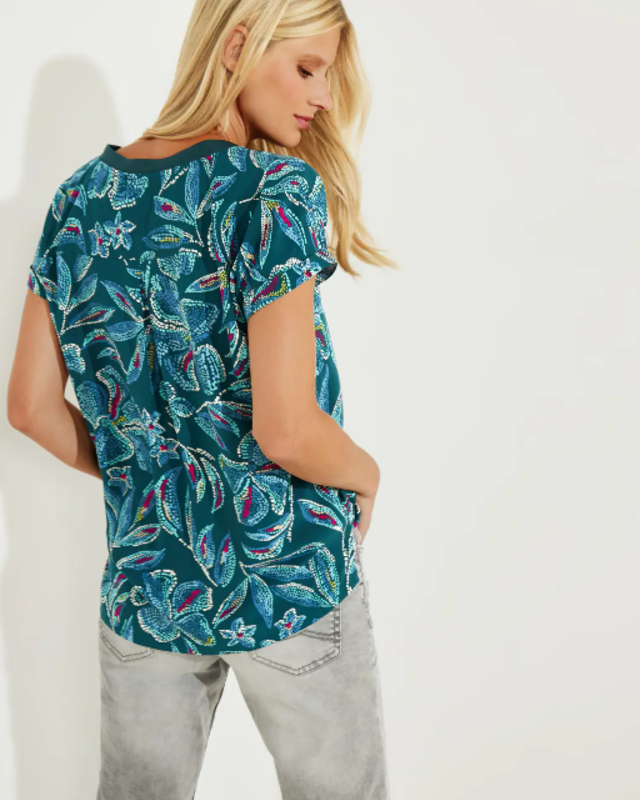 Auch neue Produkte sind verfügbar! CECIL Bluse mit Green Blues Deep Lake Multicolor Cotton | - - Print