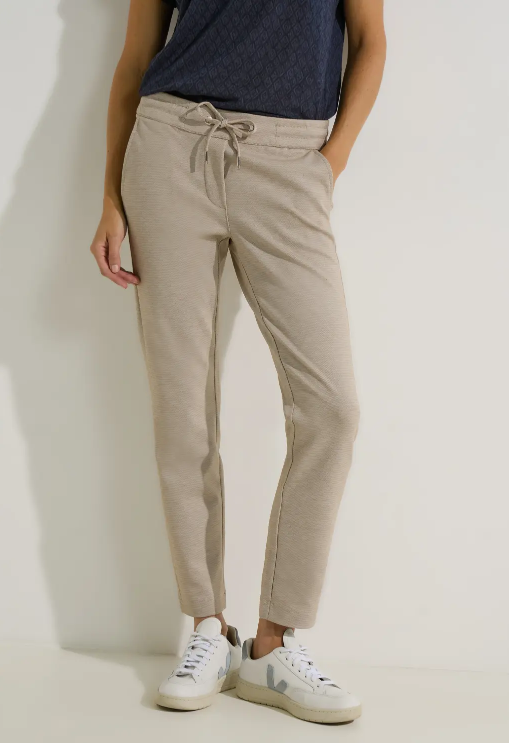 CECIL Casual Fit Hose Soft Tracey - Blues | Beige - Sand Cotton