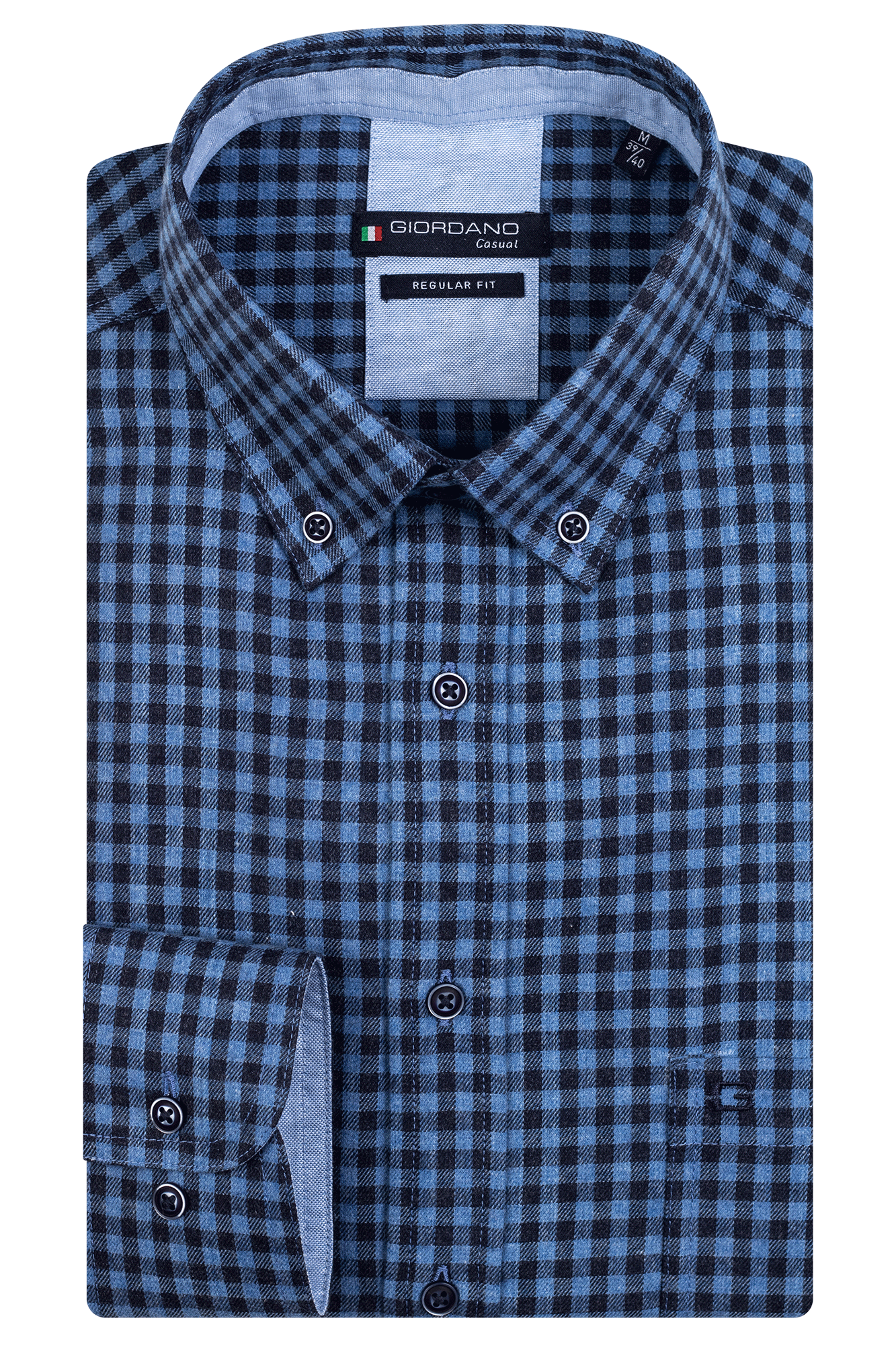 Giordano Button-Down Karo Hemd - Navy