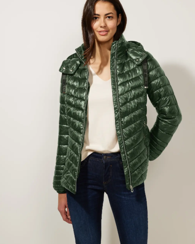 Street One Short Padded Jacket with Hood - Verdant Green | - Cotton Blues