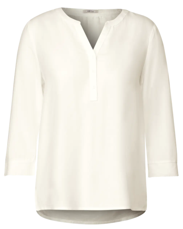 CECIL Viskose Bluse in | Vanilla Blues - - Unifarbe White Cotton