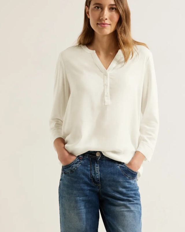 in White | Viskose CECIL - Blues Unifarbe Bluse Cotton - Vanilla