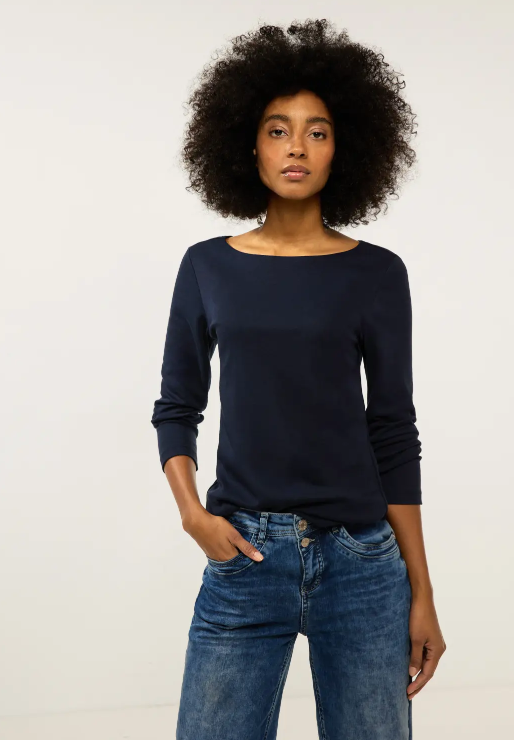 Street One Softes Langarmshirt Lanea - Deep Blue