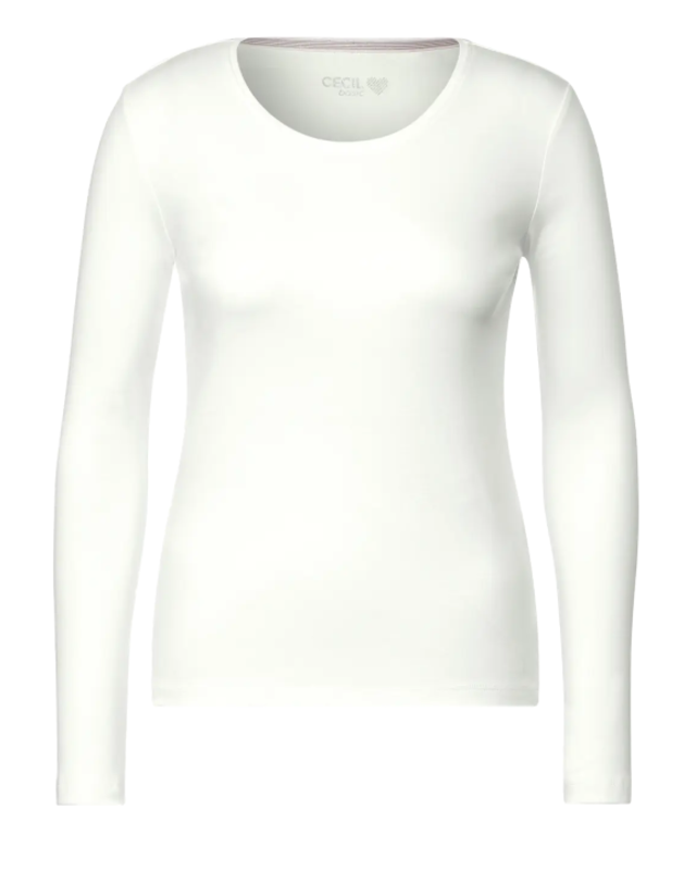 Cecil Basic Shirt in Unifarbe Pia - Vanilla White