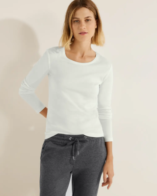 Cecil Basic Shirt Lange Mouwen Pia - Vanilla White