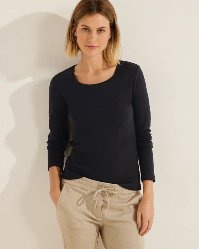 CECIL Basic Shirt Lange Mouwen Pia Black Zwart Cotton Blues