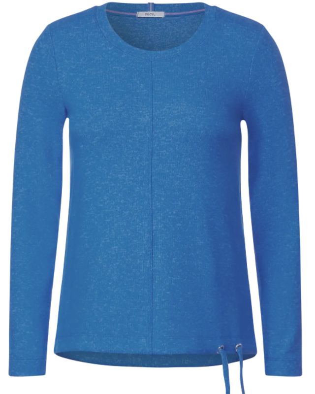 CECIL Cosy Melange Langarmshirt - Dynamic Blue Melange / Blau | - Cotton  Blues