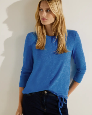 Dynamic Cosy Blues Melange - | Blau CECIL - Melange Cotton Blue Langarmshirt /