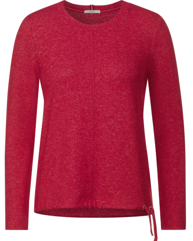 CECIL Cosy Melange Langarmshirt - Rot - Blues Red Casual Cotton | Melange 