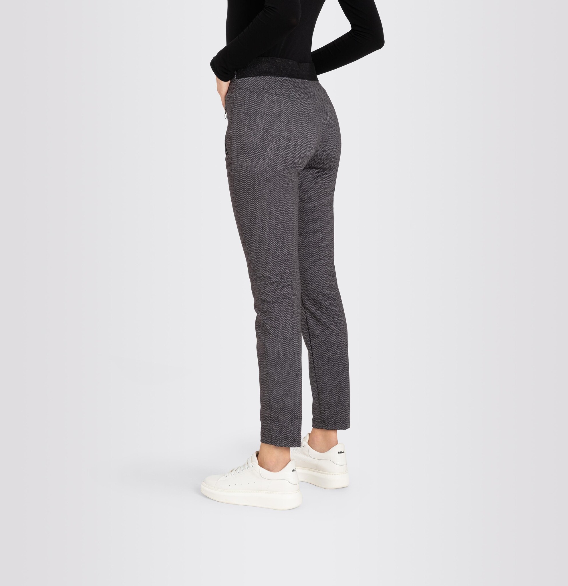 Mac Jeans Jersey Easy Smart Pants - Steel Grey Printed