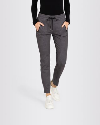 Mac Jeans Jersey Easy Smart Pants - Steel Grey Printed | - Cotton Blues
