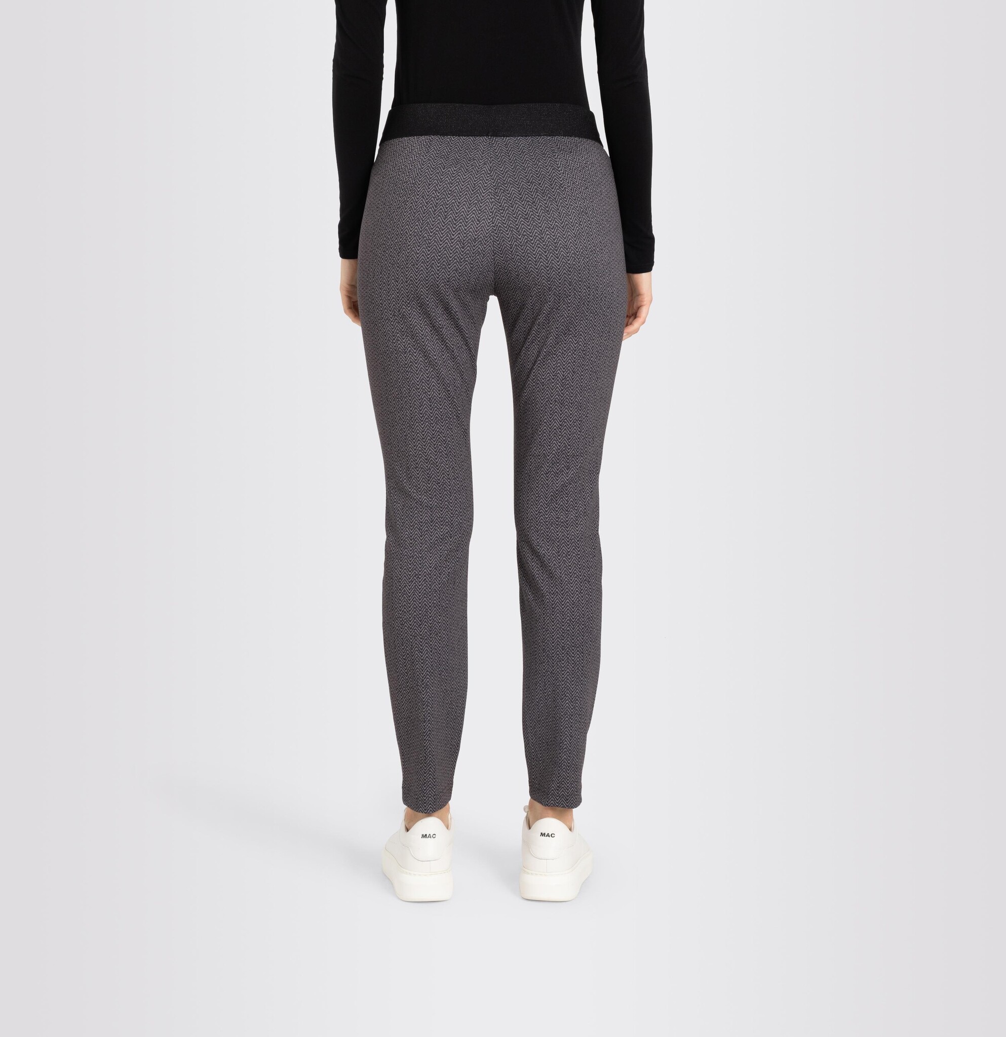 Mac Jeans Jersey Easy Smart Pants - Steel Grey Printed