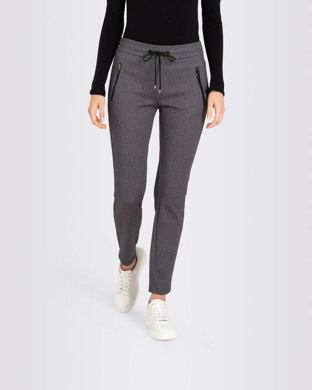 Mac Jeans Jersey Easy Smart Pants - Steel Grey Printed