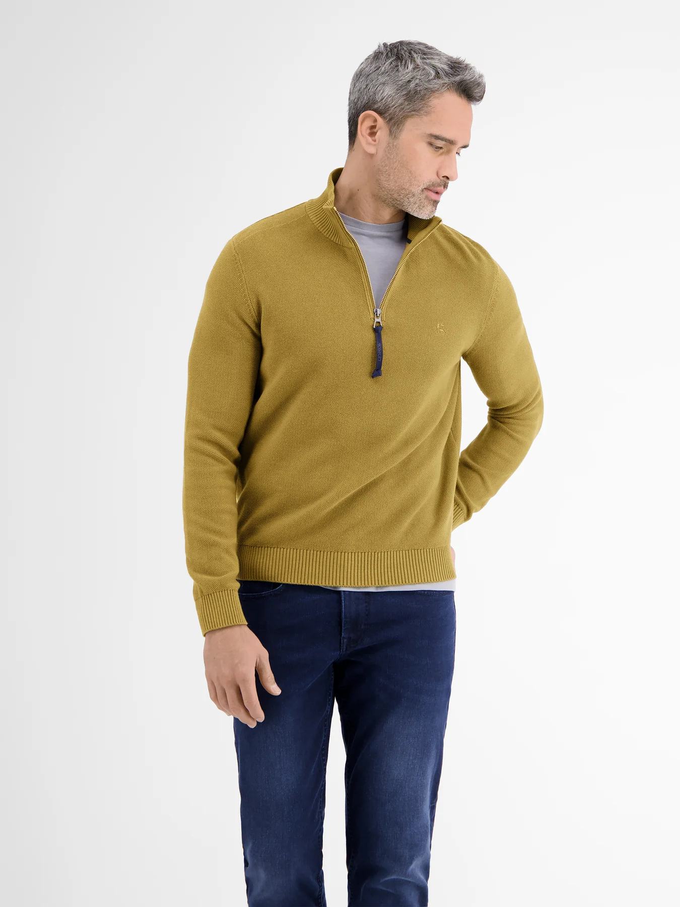 Lerros Strickpullover im Troyer Design - Dried Tobacco