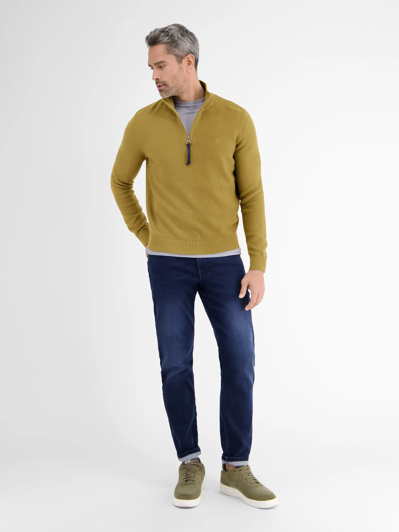 Lerros Strickpullover im Troyer Design - Dried Tobacco