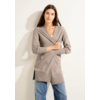 Lange Melange Strickjacke - Taupe Melange