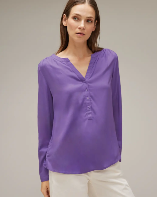 Street One Bluse mit kurzer Knopfleiste Bamika - Lupine Lilac | - Cotton  Blues