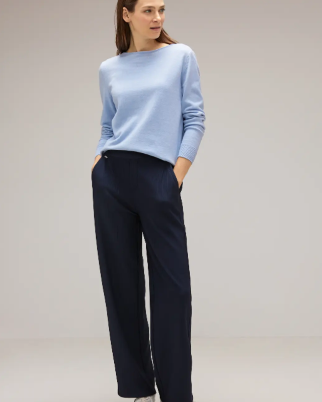 Street One Casual Fit Hose mit Struktur - Deep Blue