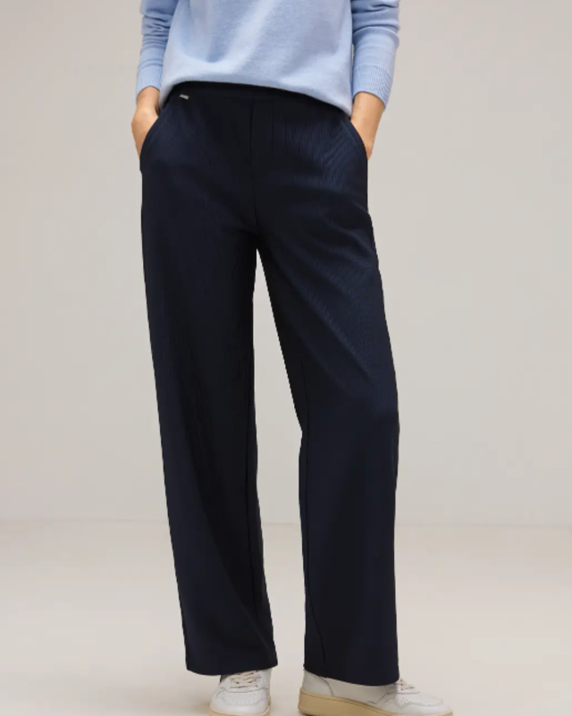 Street One Casual Fit Pants with Structure - Deep Blue
