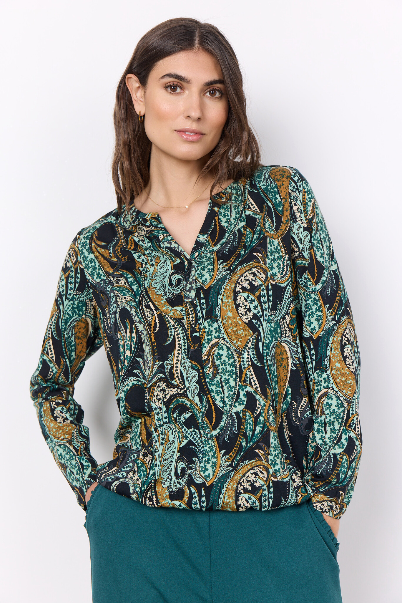 Soyaconcept Shirt Felicity - Green Blues Combi | - Groen AOP 435 Shady Cotton 