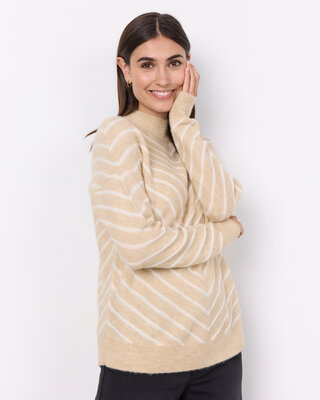 Soyaconcept Pullover Nessie Stripe 53 - Sand Melange Combi