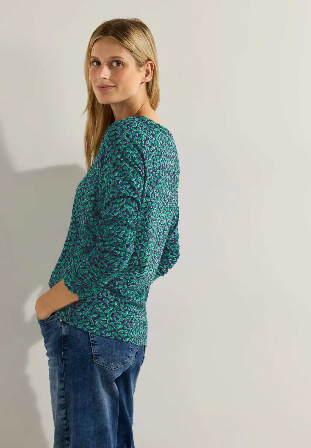 CECIL Minimalprint Tunikashirt - Easy Green | - Cotton Blues