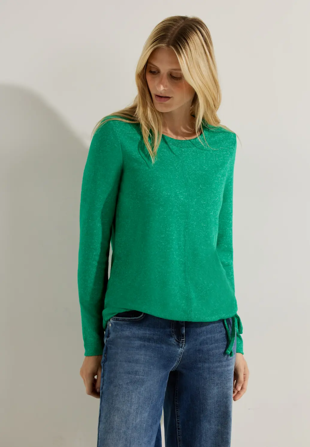 CECIL Soft Shirt - Easy Green Melange | - Cotton Blues