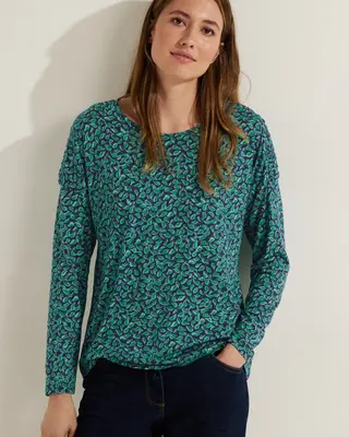 CECIL Minimalprint Tunikashirt - Easy Green | - Cotton Blues