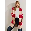 Cosy Cardigan with Stripes - Casual Red Melange