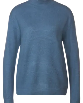 Street One Gebreide Trui met Structuur Bleached Sand Melange Cotton Blues
