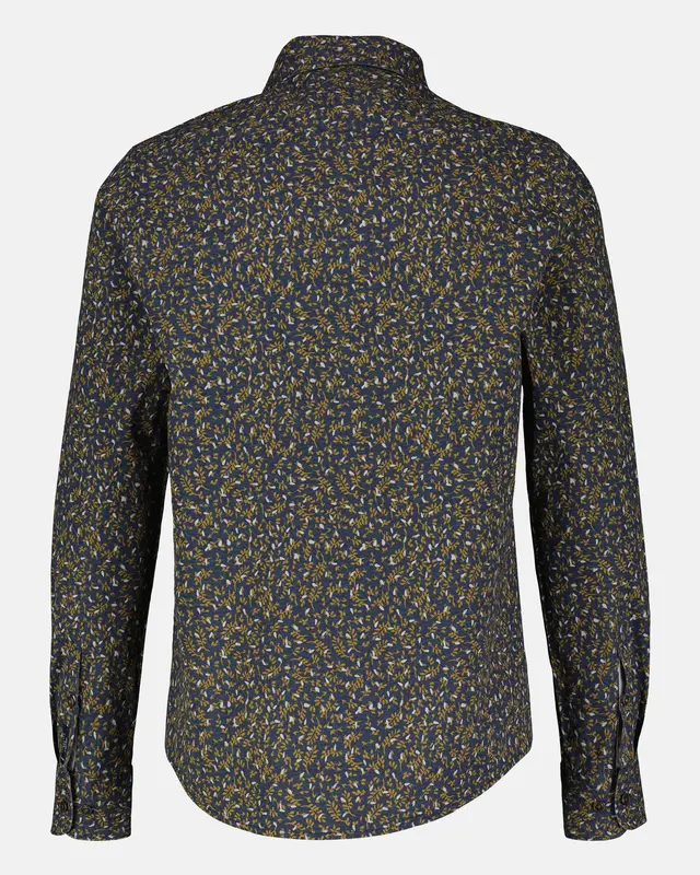 Lerros Popeline Print Overhemd met Stretch - Classic Navy