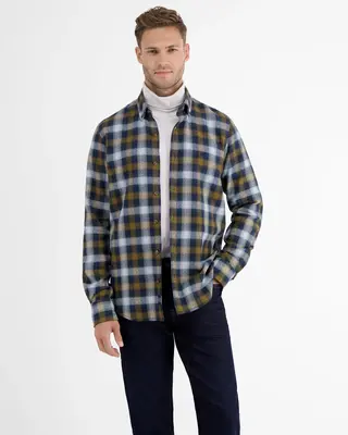 Lerros Overhemd met Structuur Ruit - Deep Blue