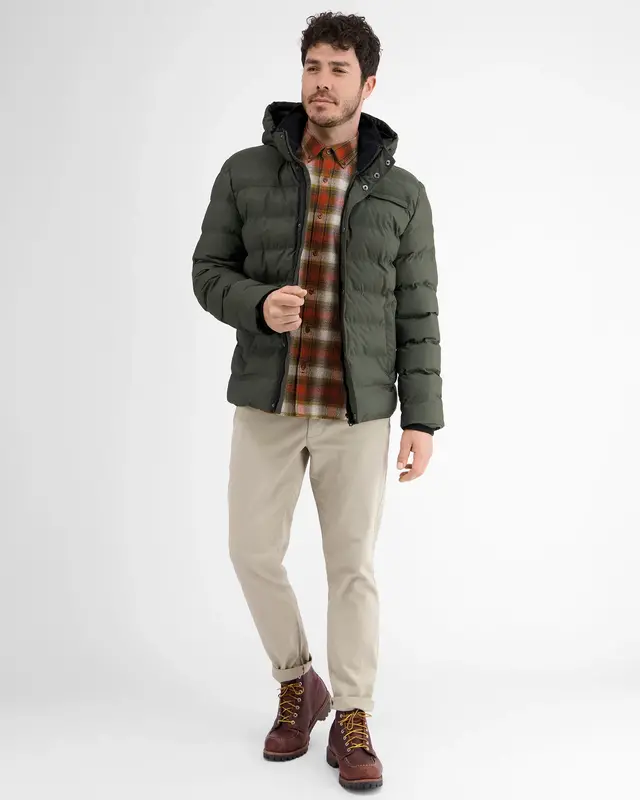 Lerros Overhemd met Structuur Ruit - Dried Tobacco