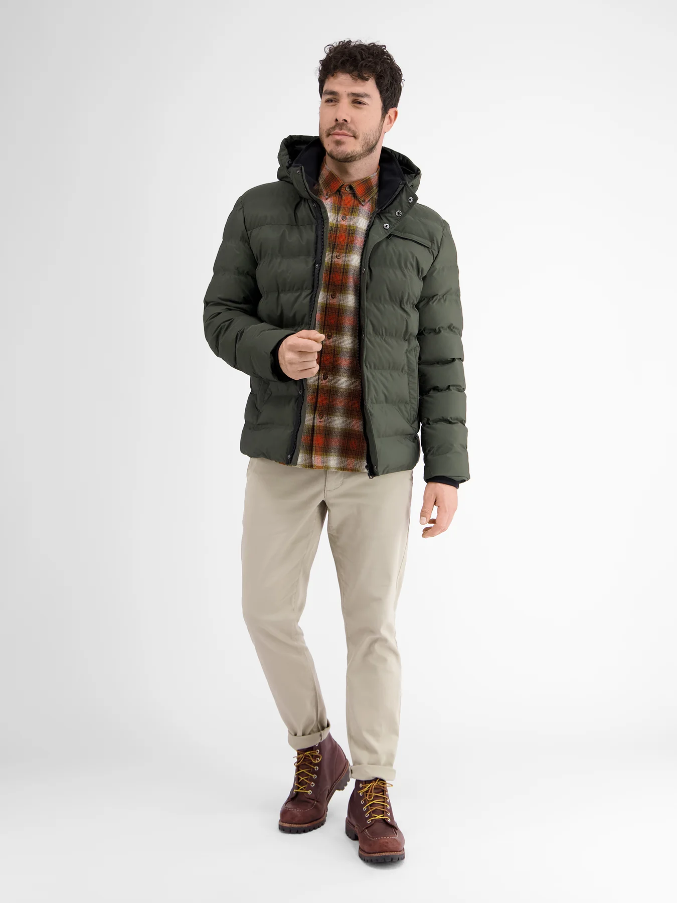 Lerros Hemd mit Struktur Karomuster - Dried Tobacco