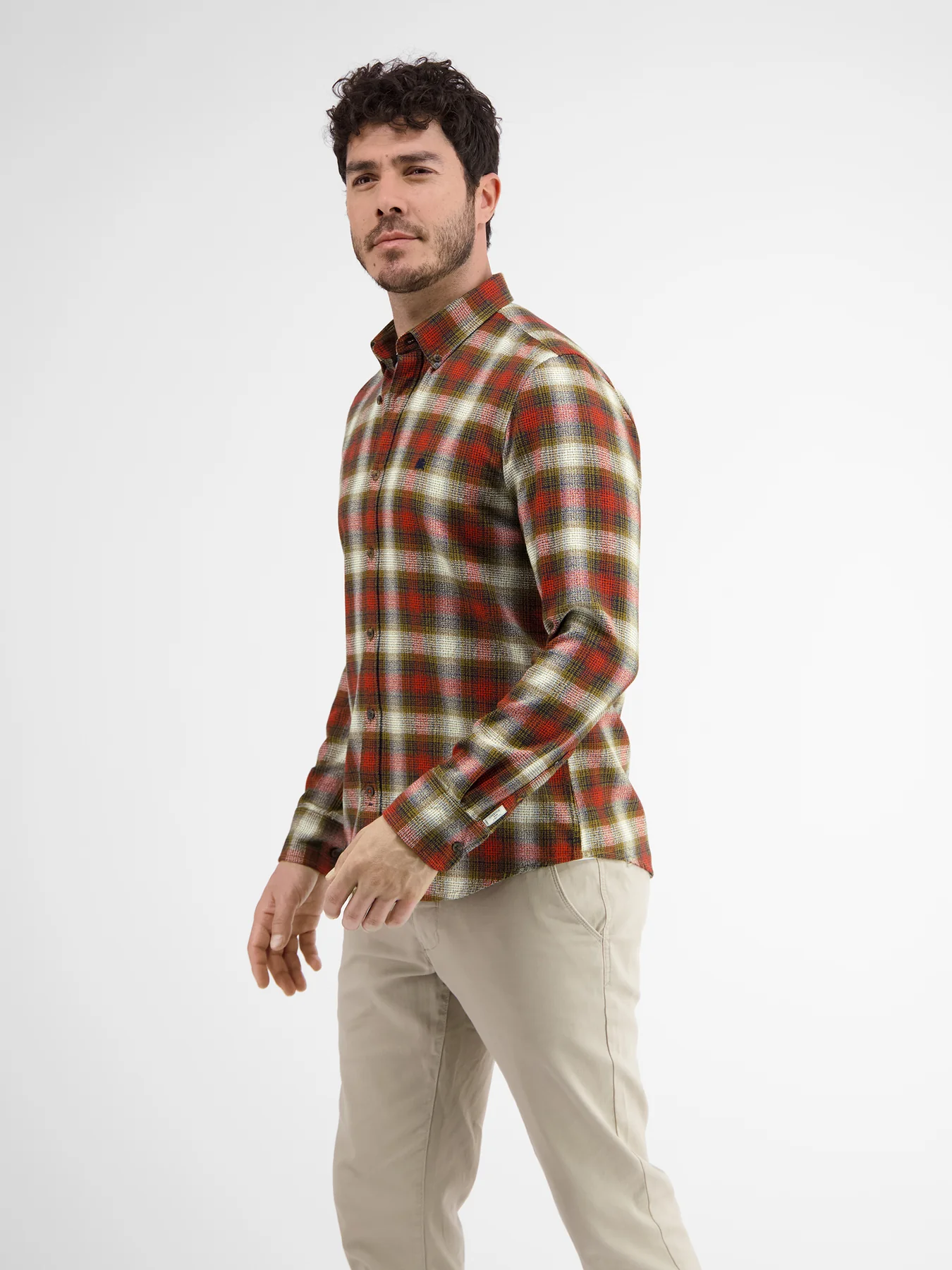 Lerros Hemd mit Struktur Karomuster - Dried Tobacco