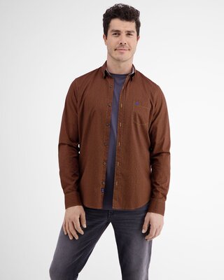 Lerros Poplin Overhemd met Print - Lava Red