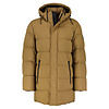 Quilted Long Jacket with Hood - Brown