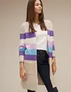 Street One Long Cardigan with Stripes - Spring Sand Melange