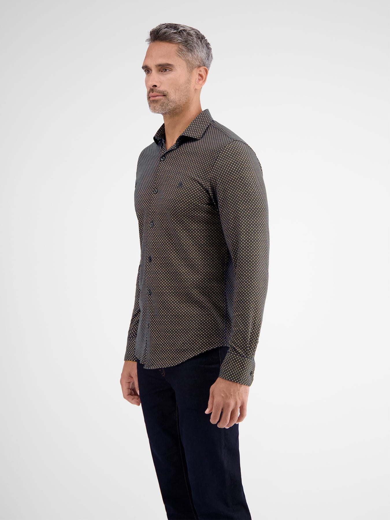 Lerros Jersey Longsleeve AOP Print Shirt - Classic Navy