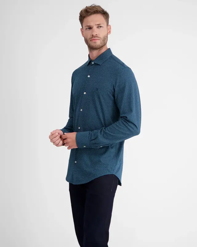 Lerros Jersey Longsleeve AOP Print Shirt - Deep Blue