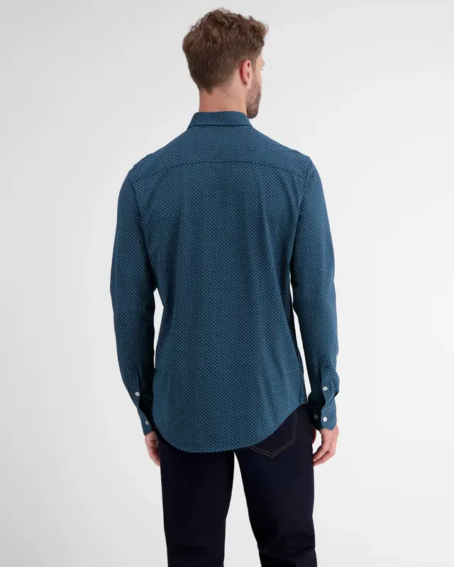 Lerros Jersey Overhemd met AOP Print - Deep Blue