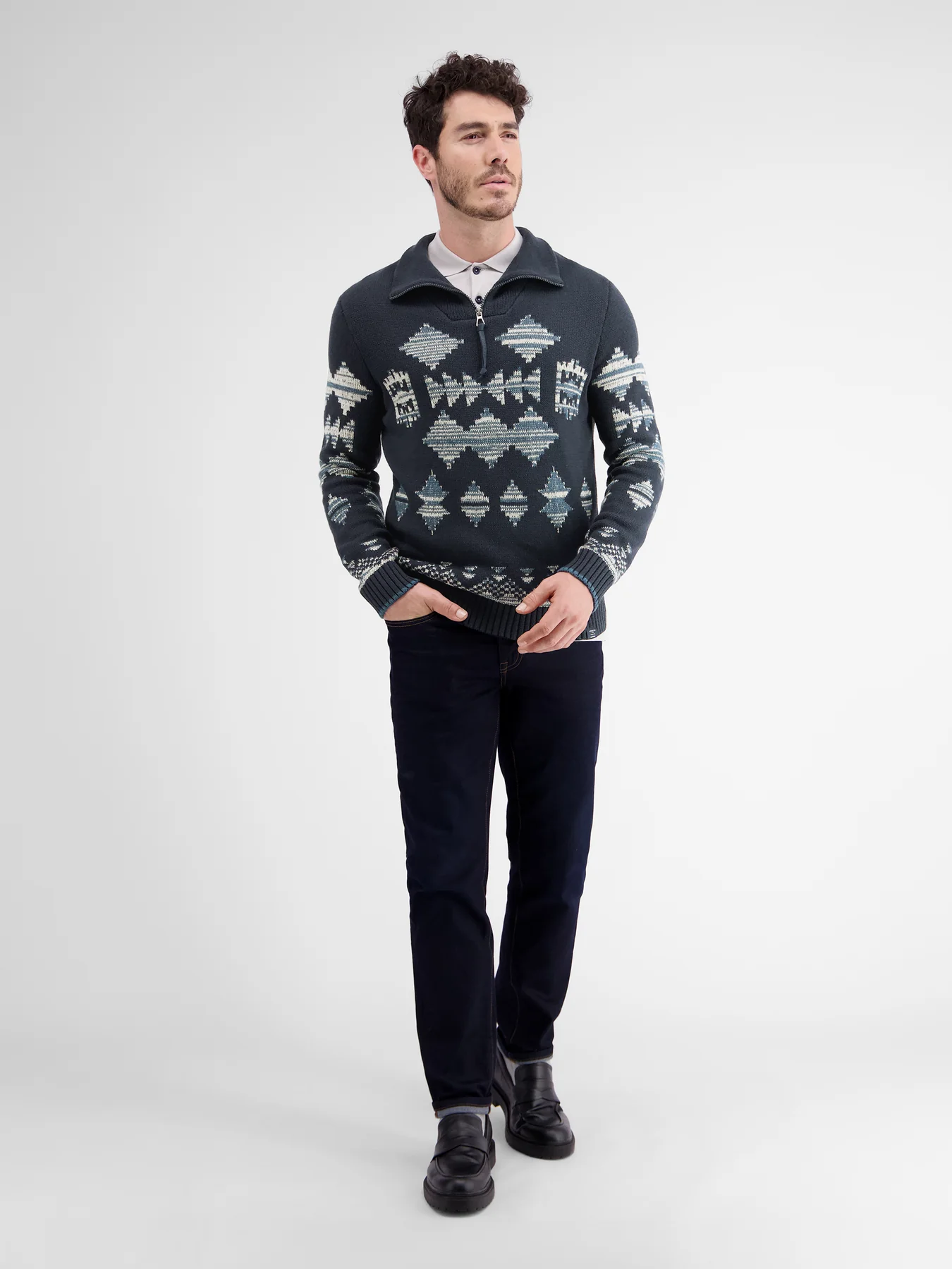 Lerros Jacquard Pullover - Classic Navy