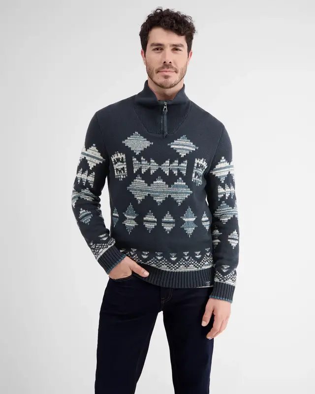 Lerros Jacquard Pullover - Classic Navy