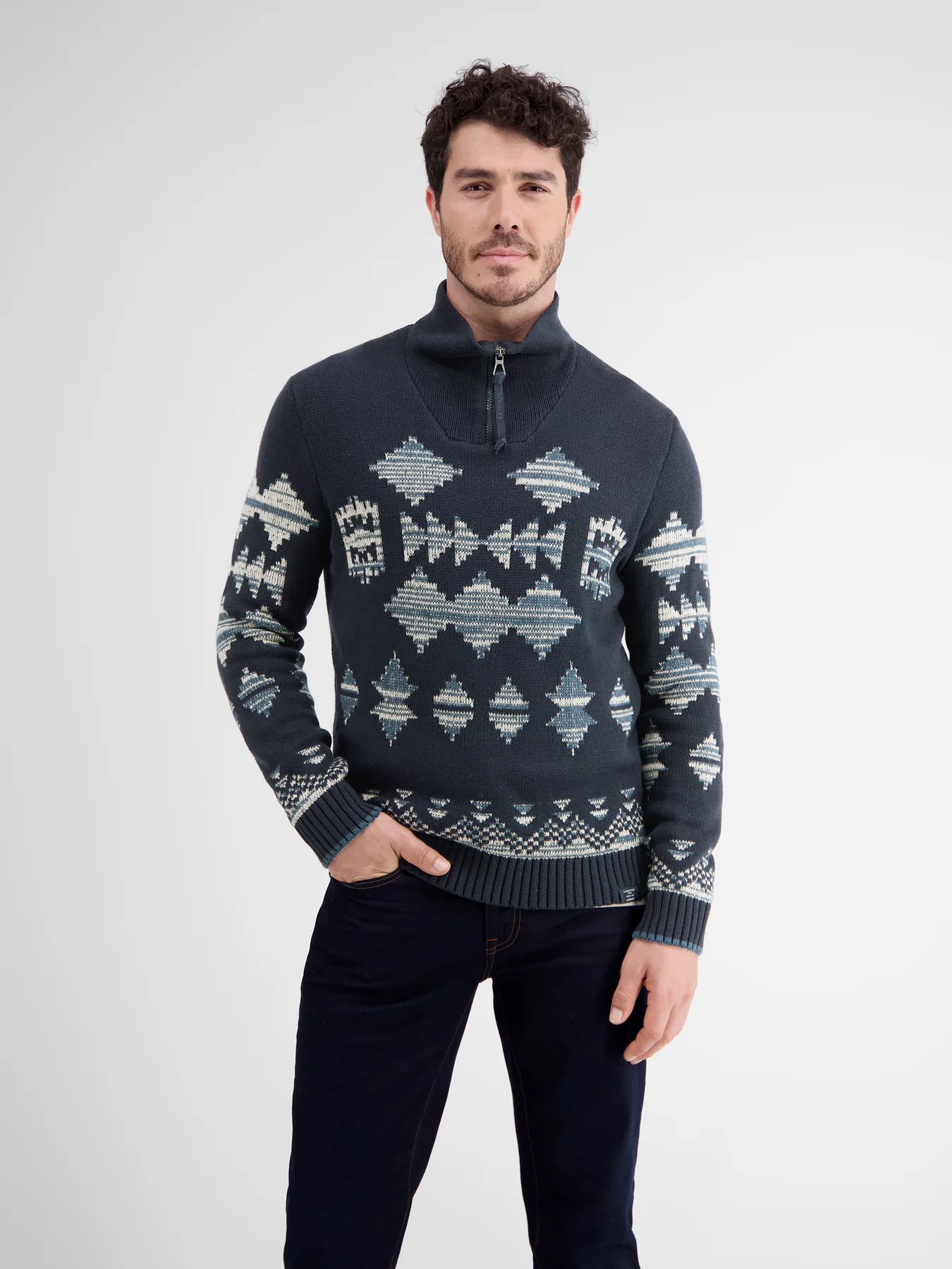 Lerros Jacquard Pullover - Classic Navy