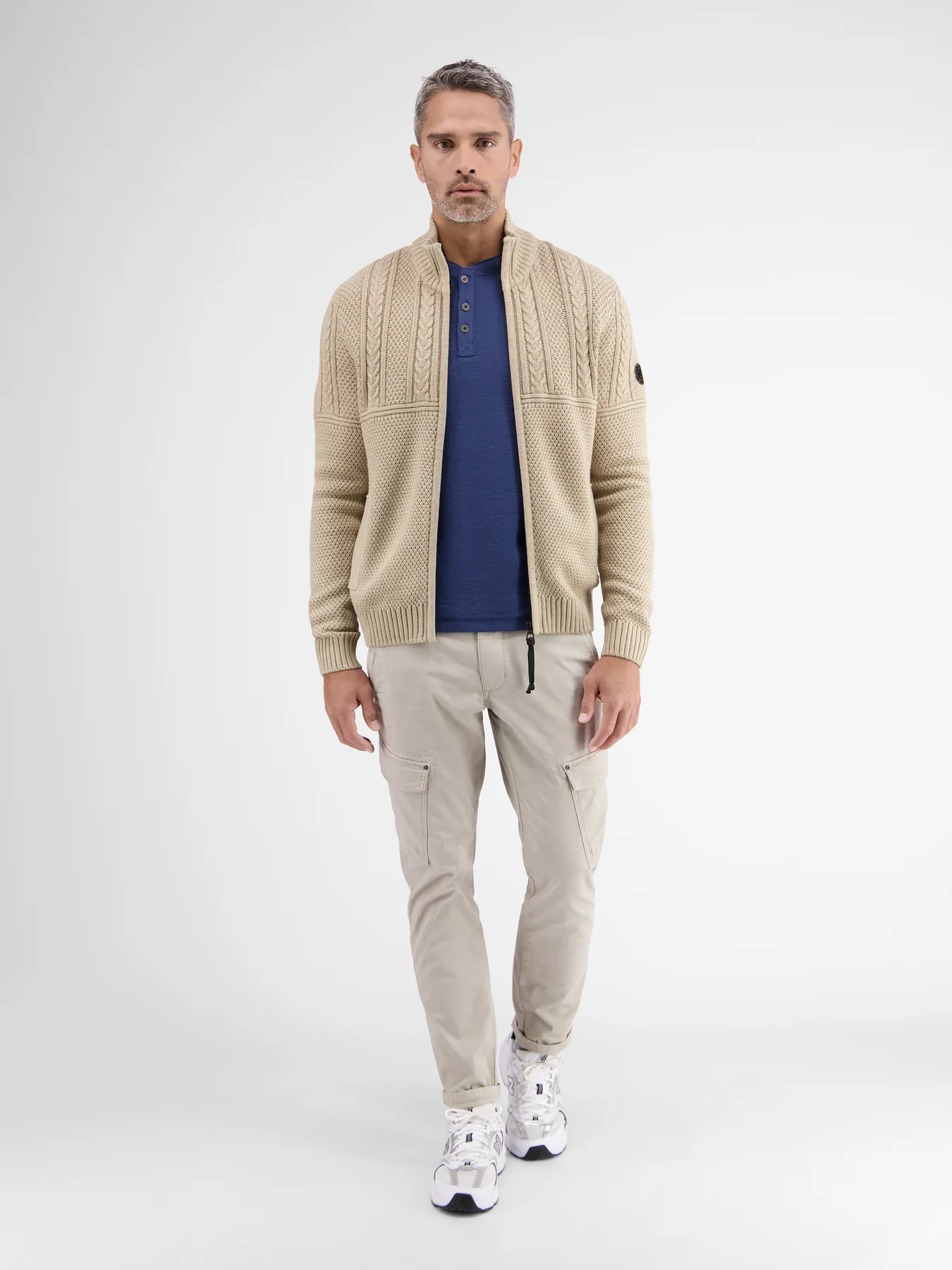 Lerros Cardigan im Mustermix - Tender Beige Melange