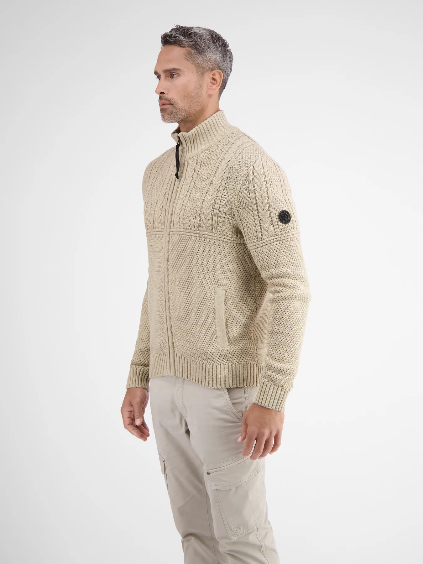 Lerros Cardigan im Mustermix - Tender Beige Melange