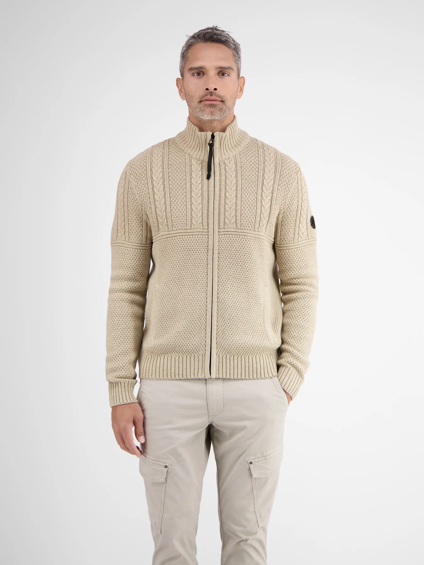 Lerros Cardigan im Mustermix - Tender Beige Melange