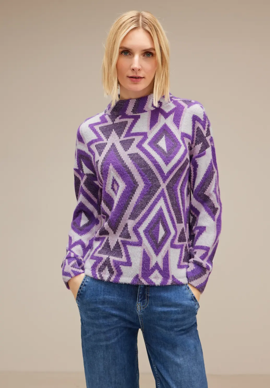 Street One Shirt mit Stehkragen - Deep Pure Lilac