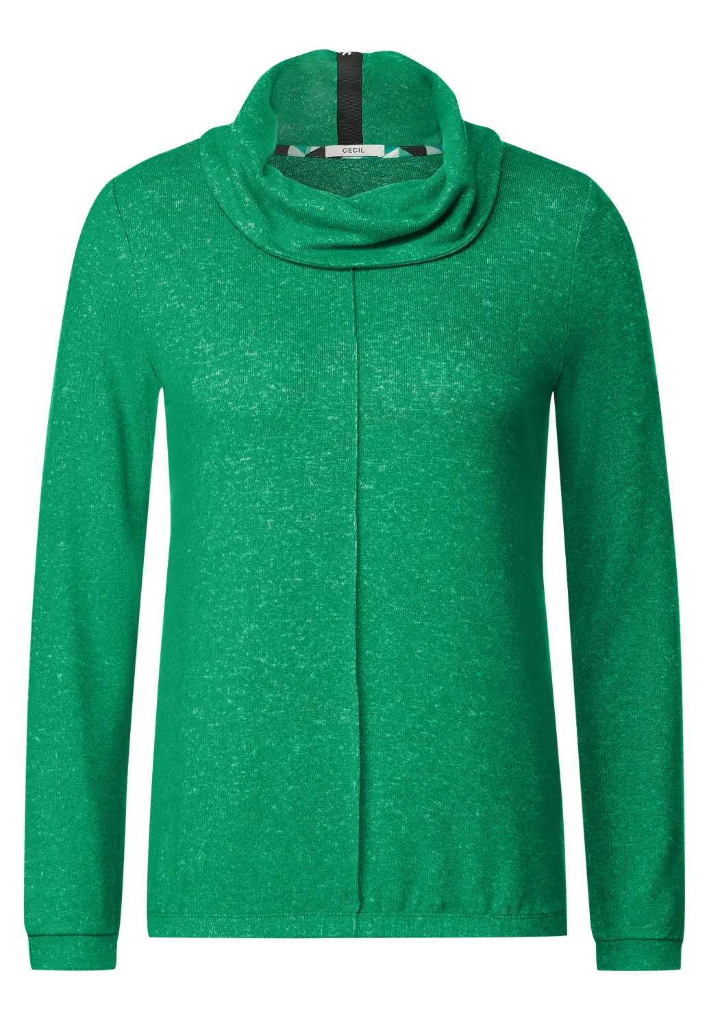CECIL Shirt mit Green - - | Volumenkragen Cosy Cotton Easy Blues Melange