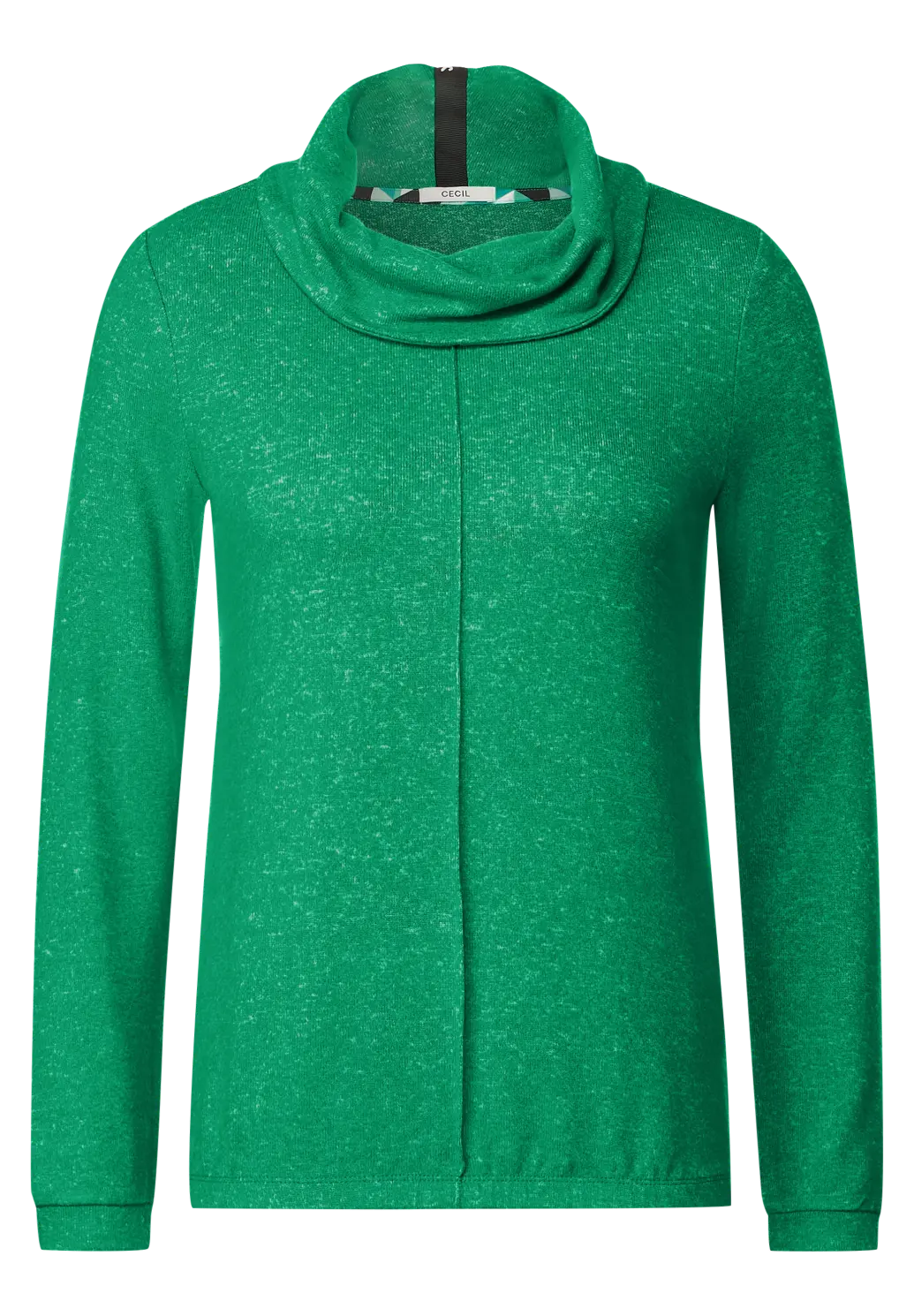 CECIL Shirt mit Volumenkragen - Cosy Easy Green Melange | - Cotton Blues